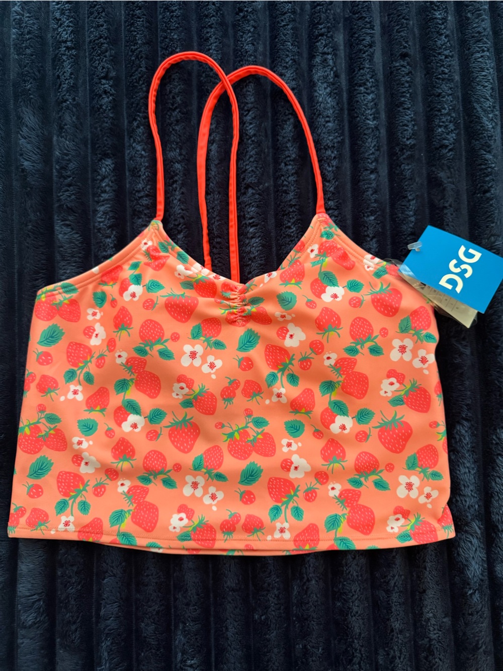DSG Orange Strawberries Print Kids Swim Top